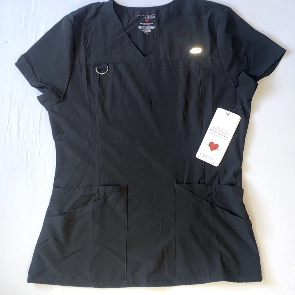 Women's Black Stretch Scrubs Top